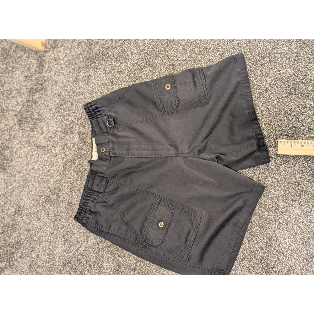 Haband Mens Black Cargo Shorts Size 30 Elastic Waist D-Ring Utility Twill